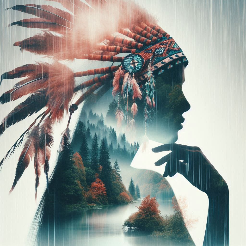 double exposure beautiful fantasy DALL-E 3 portrait landscap...