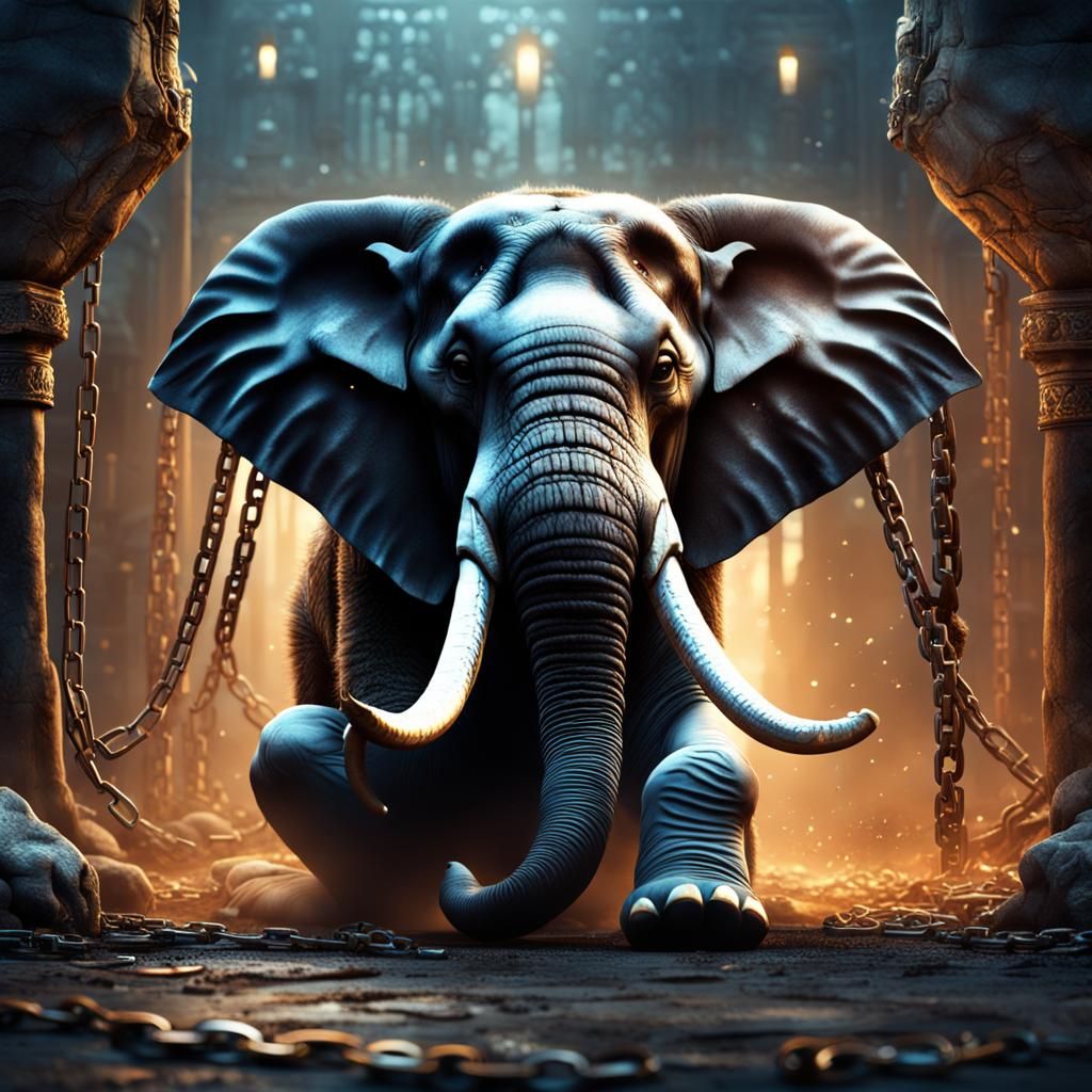 Elephant in captivity - AI Generated Artwork - NightCafe Creator