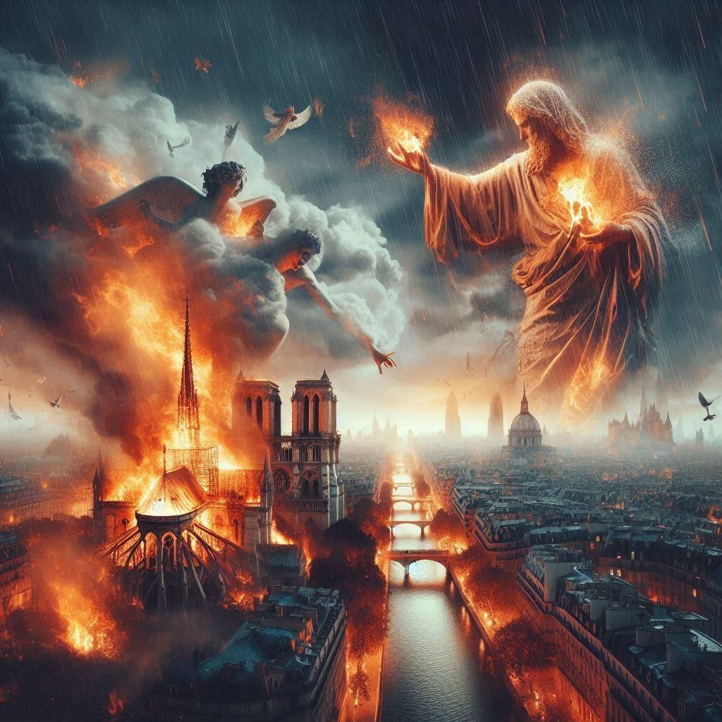 Notre Dame burns as angels weep