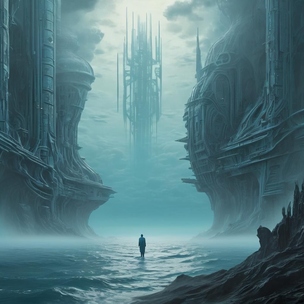 light blue futuristic landscape