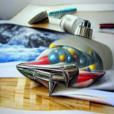 retro futuristic spaceship hyperrealism
