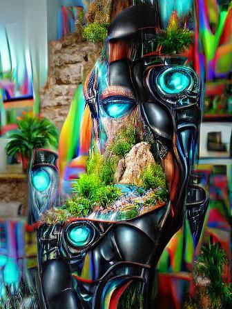 Extremely detailed smooth glossy colorful cyberpunk cyclops ...