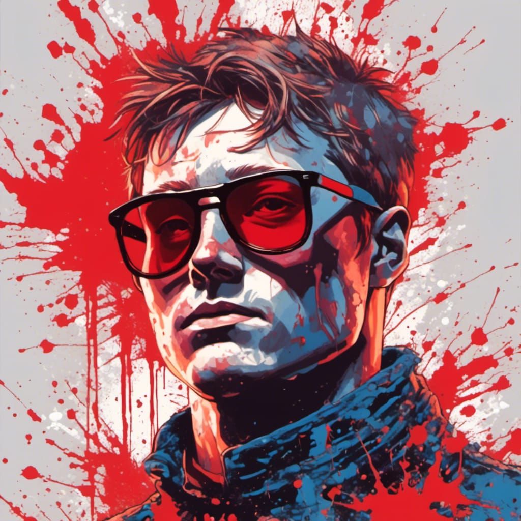 Scott Summers with red glasses in the style of <lora:Splatte...