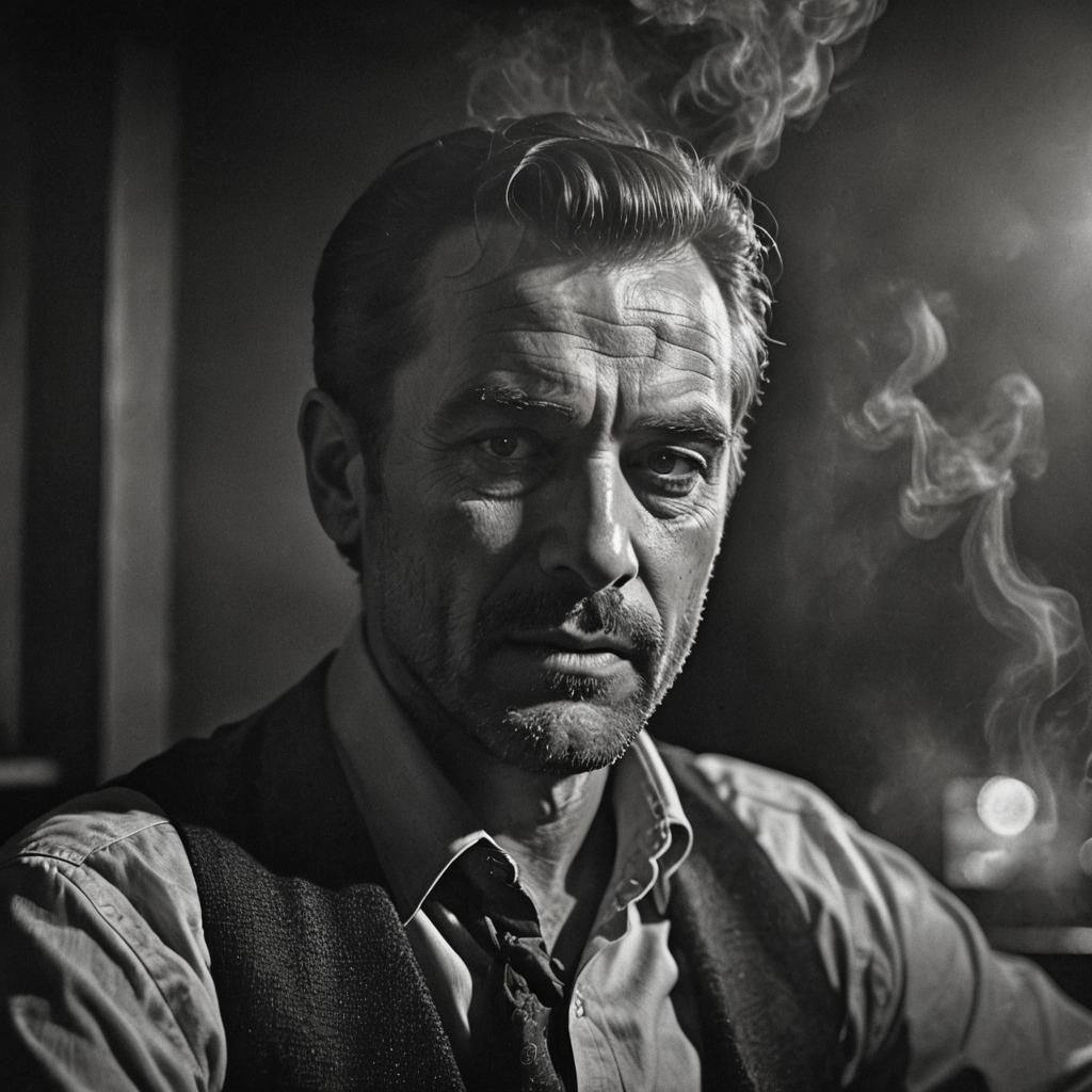 Noir Portrait of Orlandesky in Dimly Lit Room