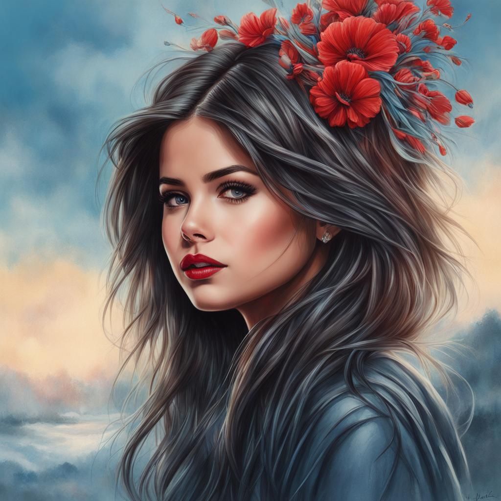 Pencil sketch of A beautiful Selena Gomez