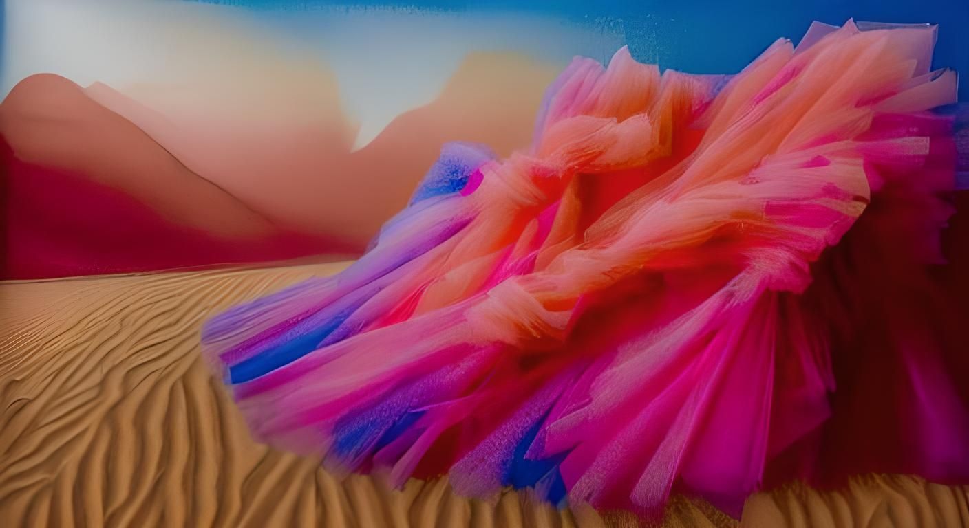 (A crumpled tulle completely covers a landscape:1.8) (Dimlit...
