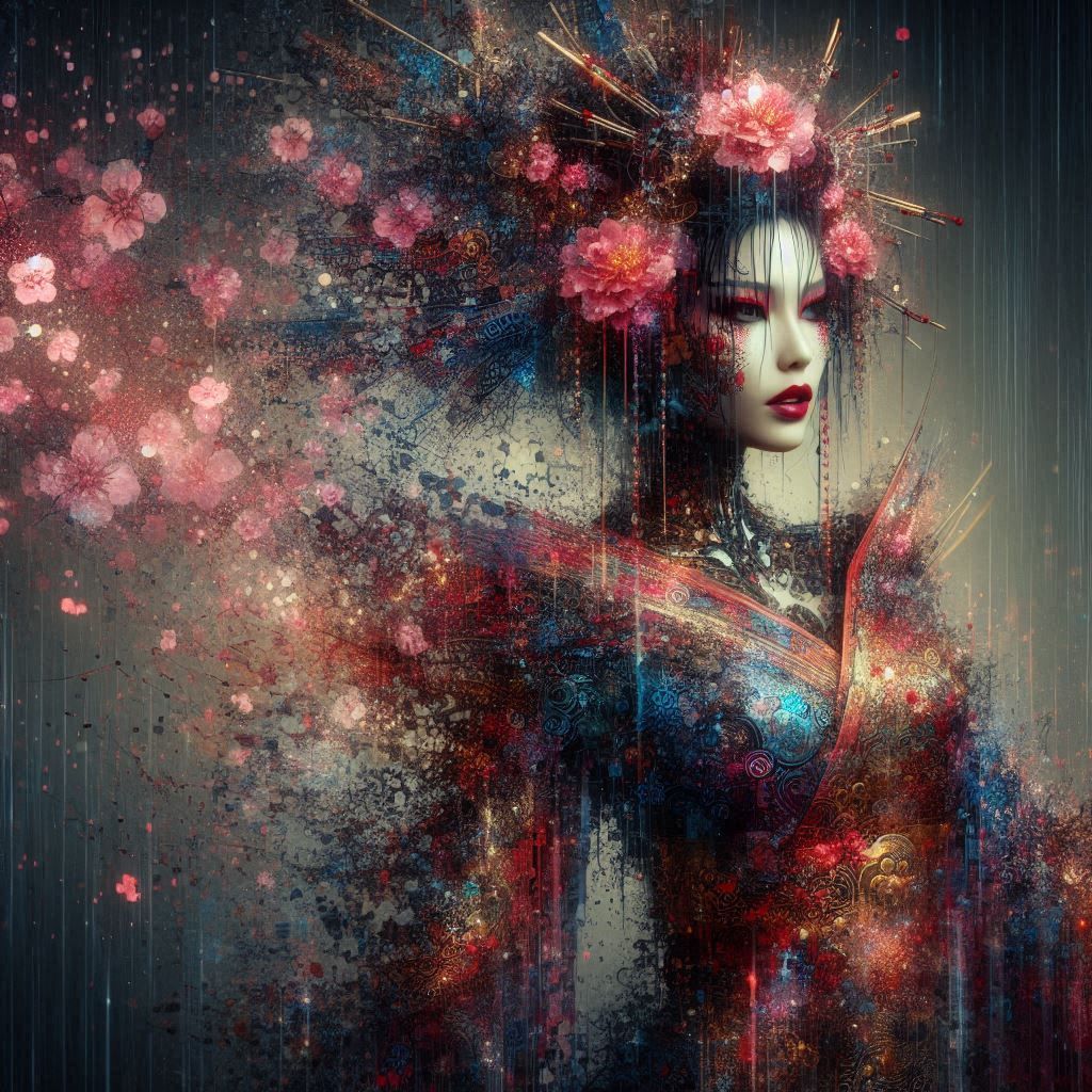 double exposure beautiful fantasy DALL-E 3 portrait landscap...