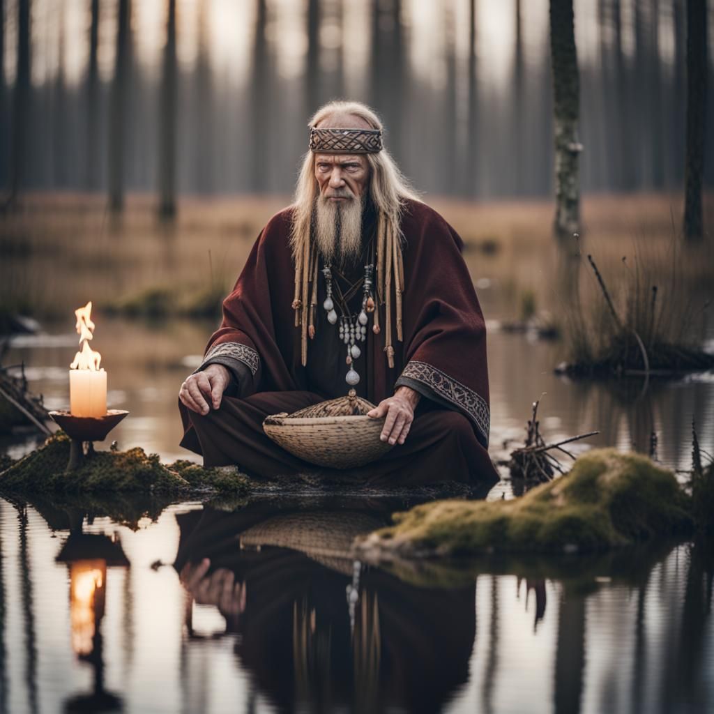 Nordic shaman in the swamps