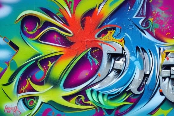 fantasy island graffiti art, splash art, street art, spray paint, oil ...