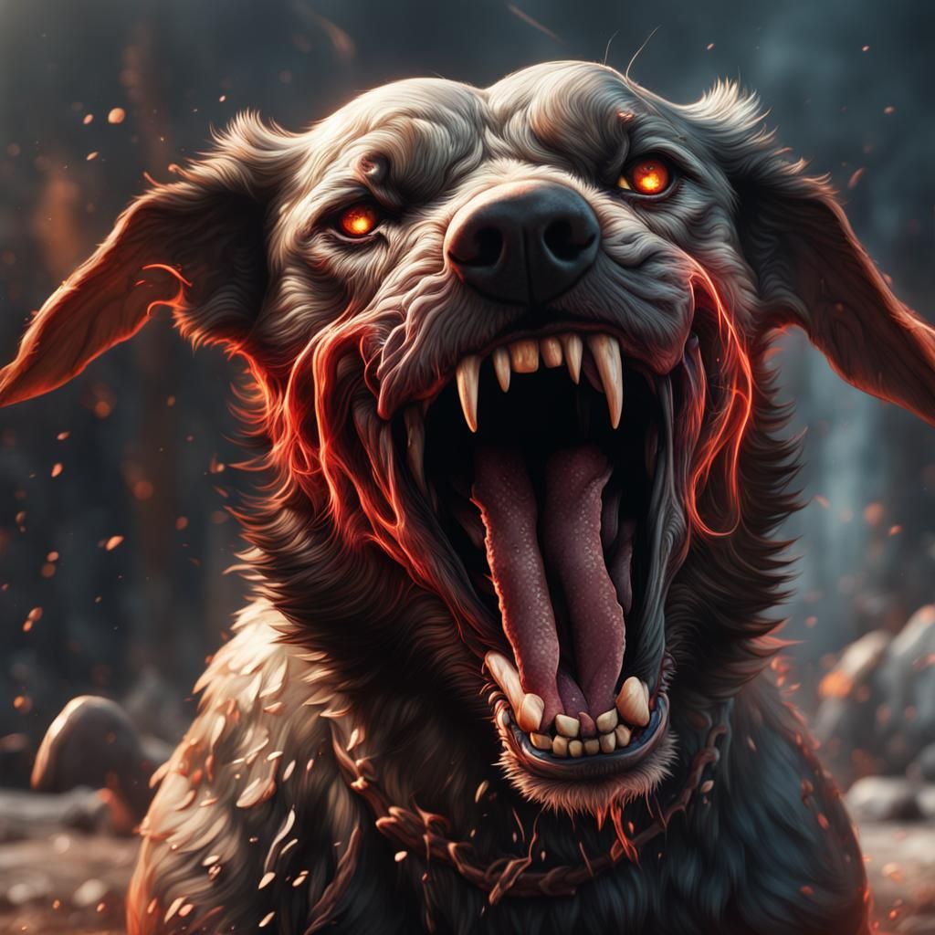 Aggressive barking dog sharp teeth - AI Generated Artwork - NightCafe ...