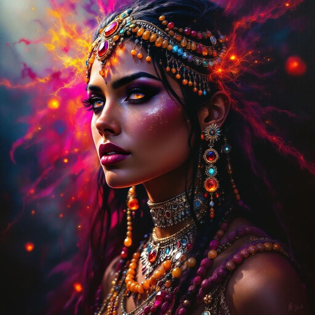 A striking tribal queen, with awesome jewelry  by @Alan Elsam