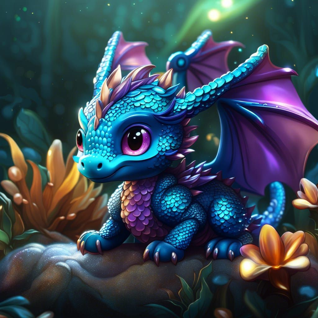 Baby glittering dragon - AI Generated Artwork - NightCafe Creator