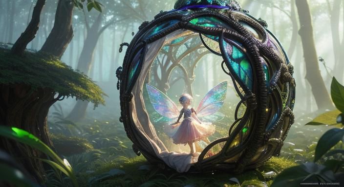 Fairy Entrapped in Giant Spiderweb: High Fantasy Horror