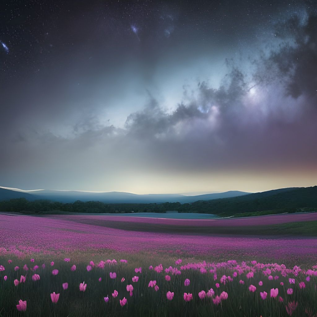 Celestial Forest Bloom in Mystical Vapors