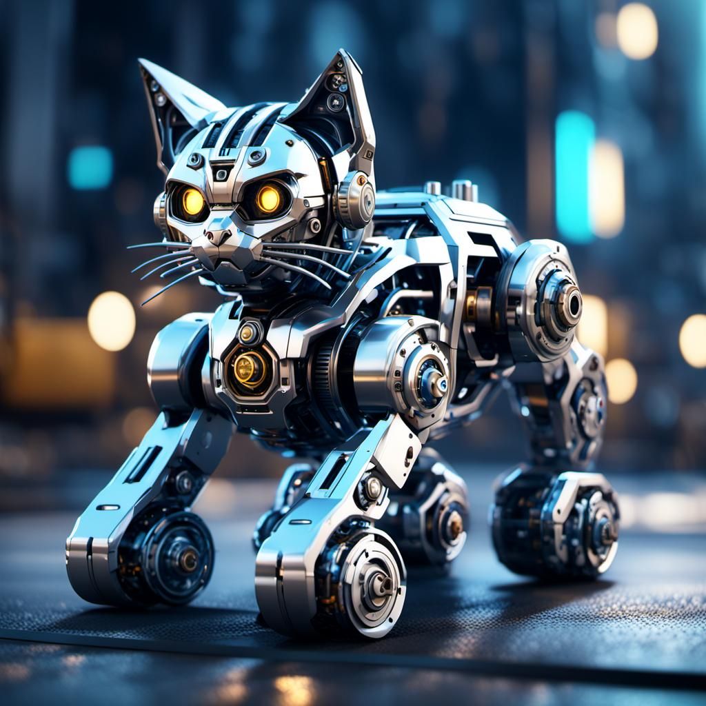 Mechanical toy cat AI Generated Artwork NightCafe Creator