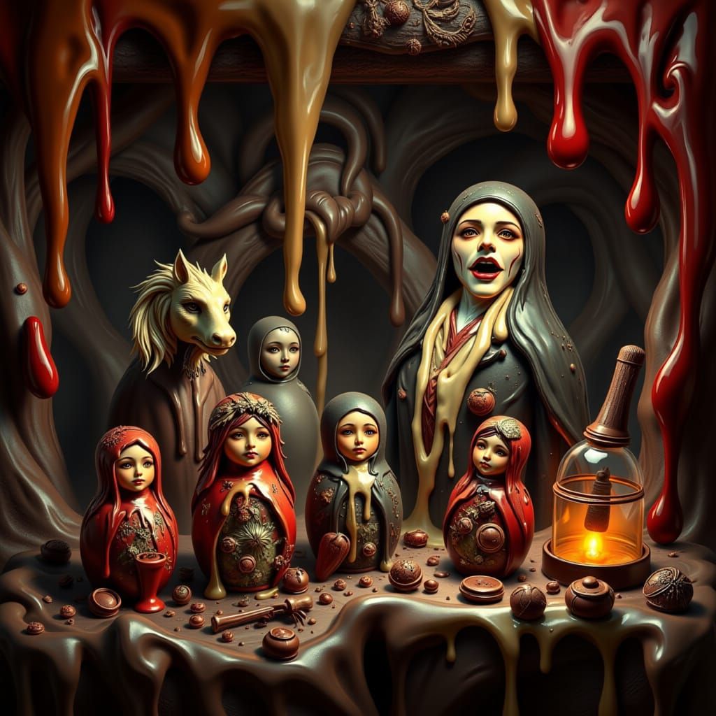 A collection of intricately painted Matryoshka