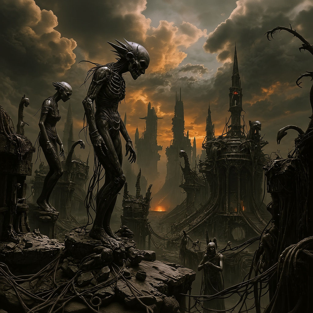 A bioengineered dead city lost in time