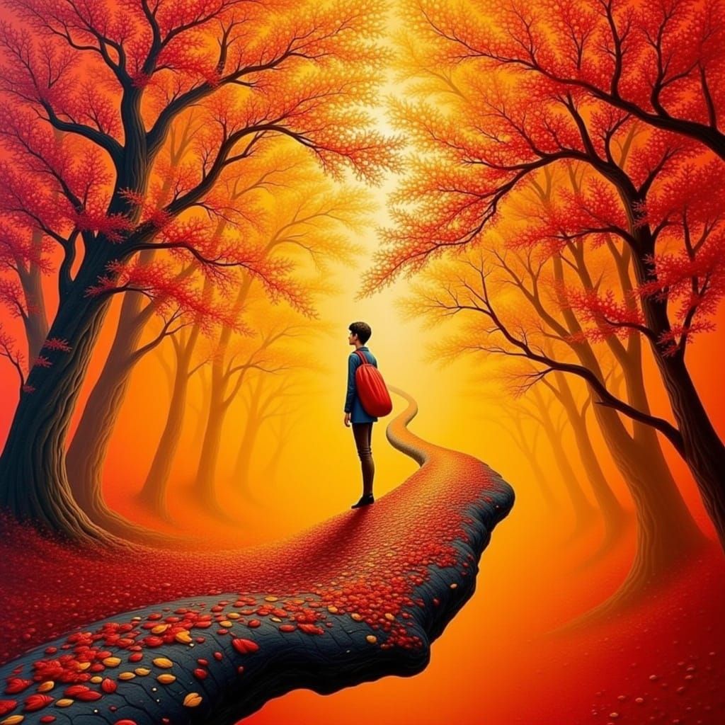 <lora:Autumn Colors:1.0> A vibrant and dynamic airbrush artwork, masterfully executed with bold and expressive brush strokes. At the center,...