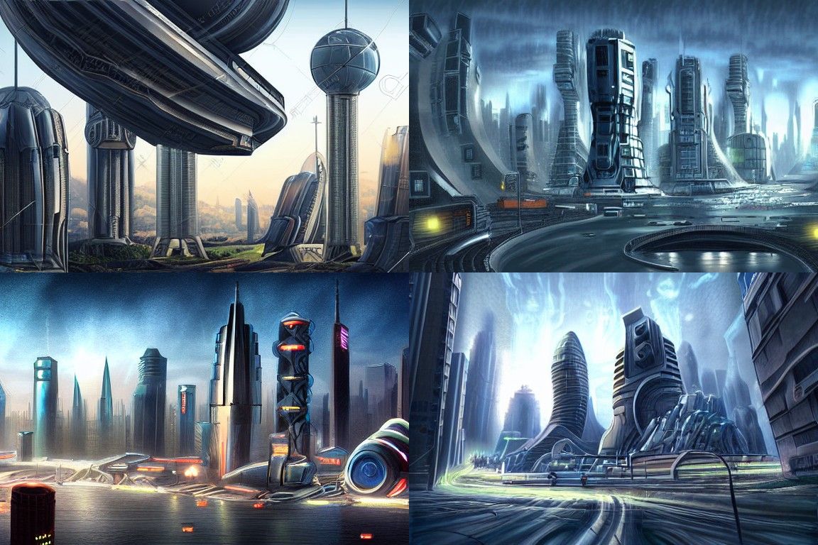 Sci-fi city in the style of Photorealism