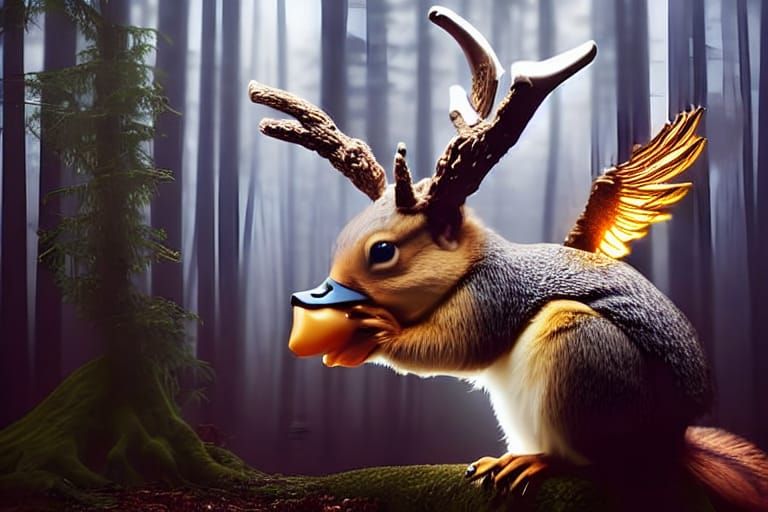 Bavarian Wolpertinger, living in the German Forrest undefined
