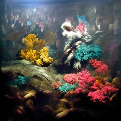 a colorful coral reef in a huge aquarium