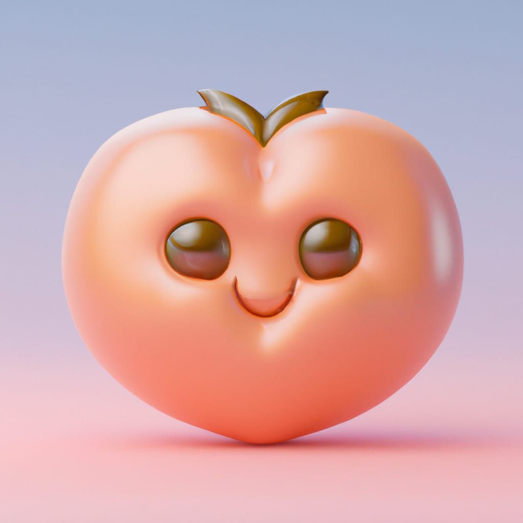 Realistic 3D Render of a Peach Emoji