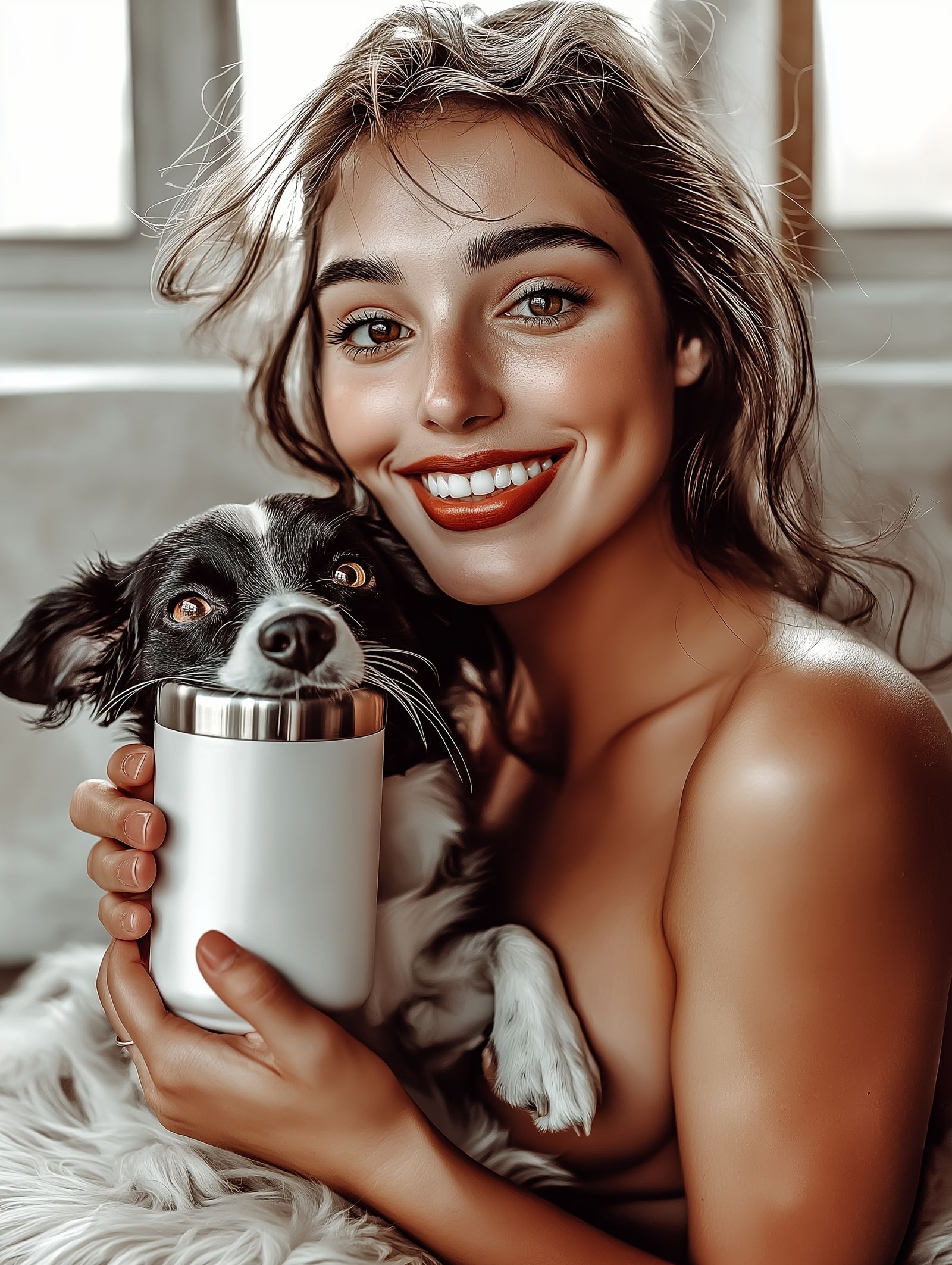 A Girl, Her Dog, And Their Shared Love of Coffee In Bed