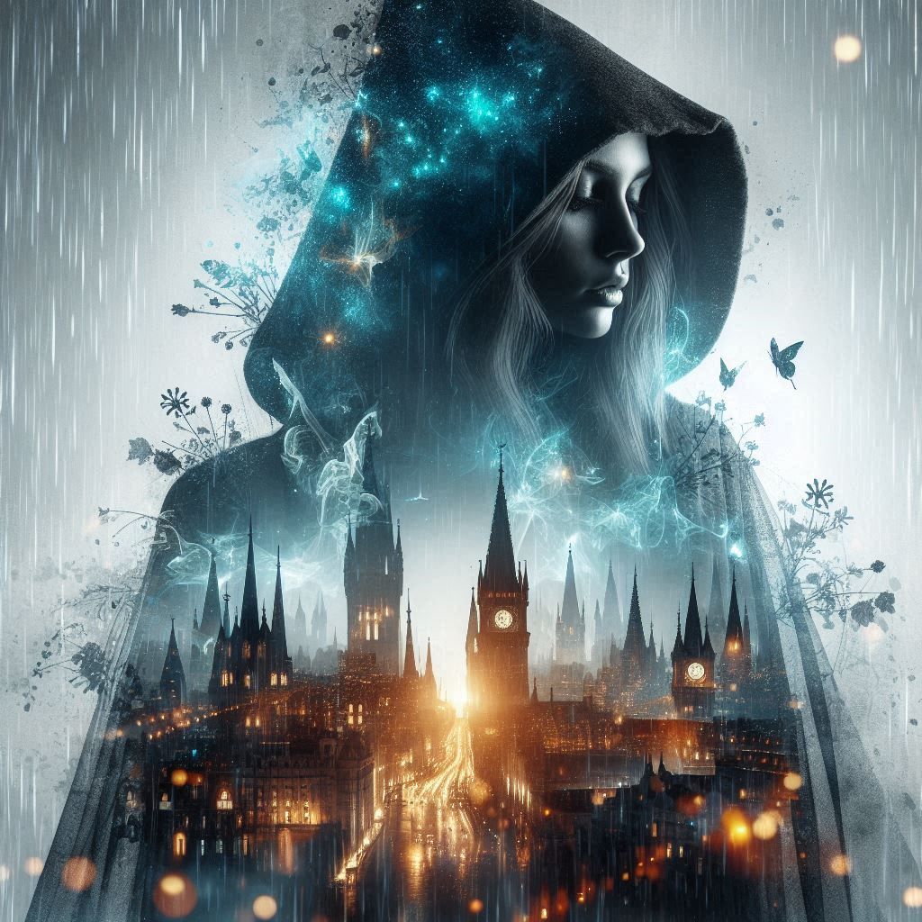 double exposure beautiful fantasy DALL-E 3 portrait landscap...