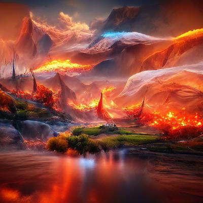 fiery fantasy landscape
