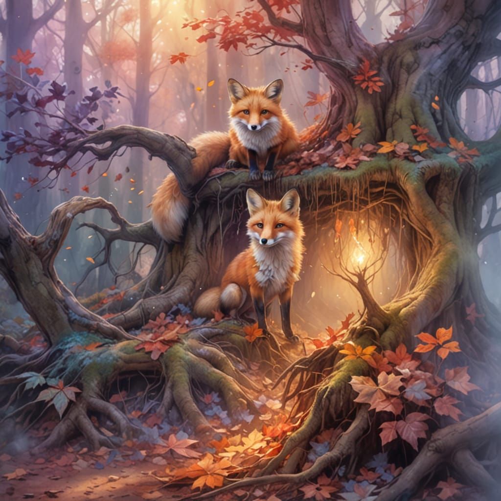 Whimsical Fox in Autumn Forest 🦊
