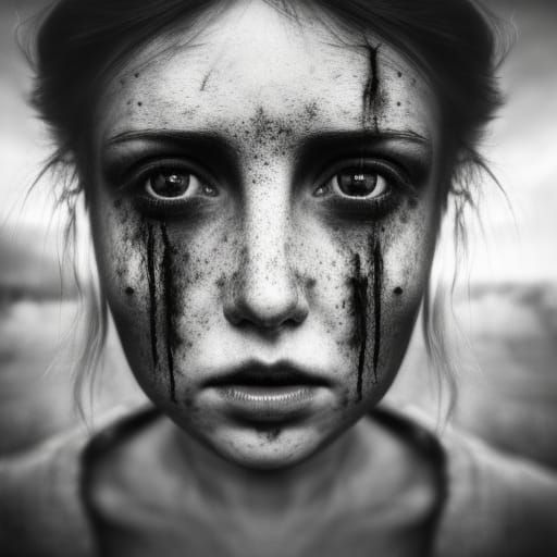 Gothic girl staring at the apocalypse