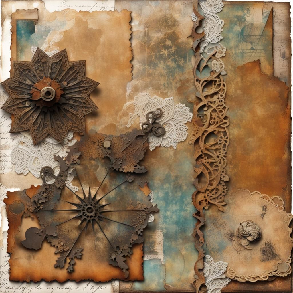 (mixed-media:1.8) (assemblage:1.6)  by @g r r c