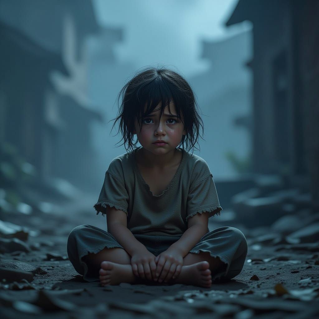 Child's Despair: A Realistic 3D Rendered Image