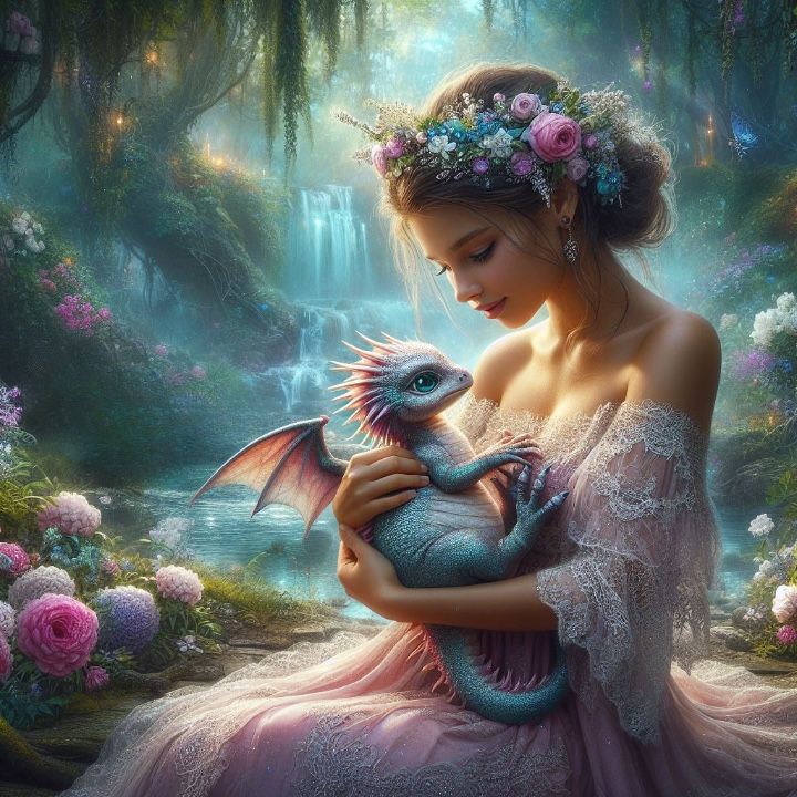 Princess holding baby Dragon