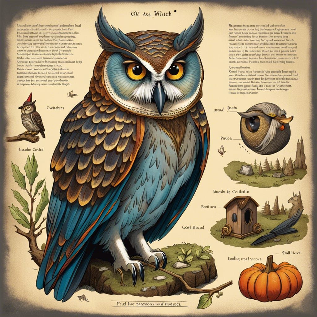 Page on Owls from "The WItch's Familiar"   by @Caroline