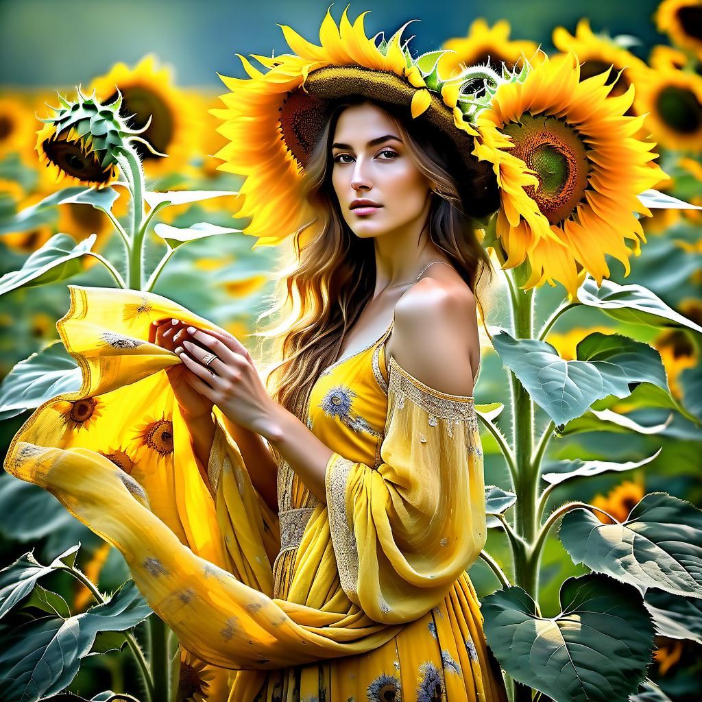 The Queen of the Sunflowers - AI Generated Artwork - NightCafe Creator