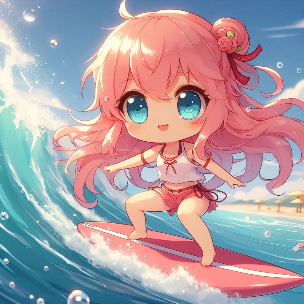 Cute Peony surfing