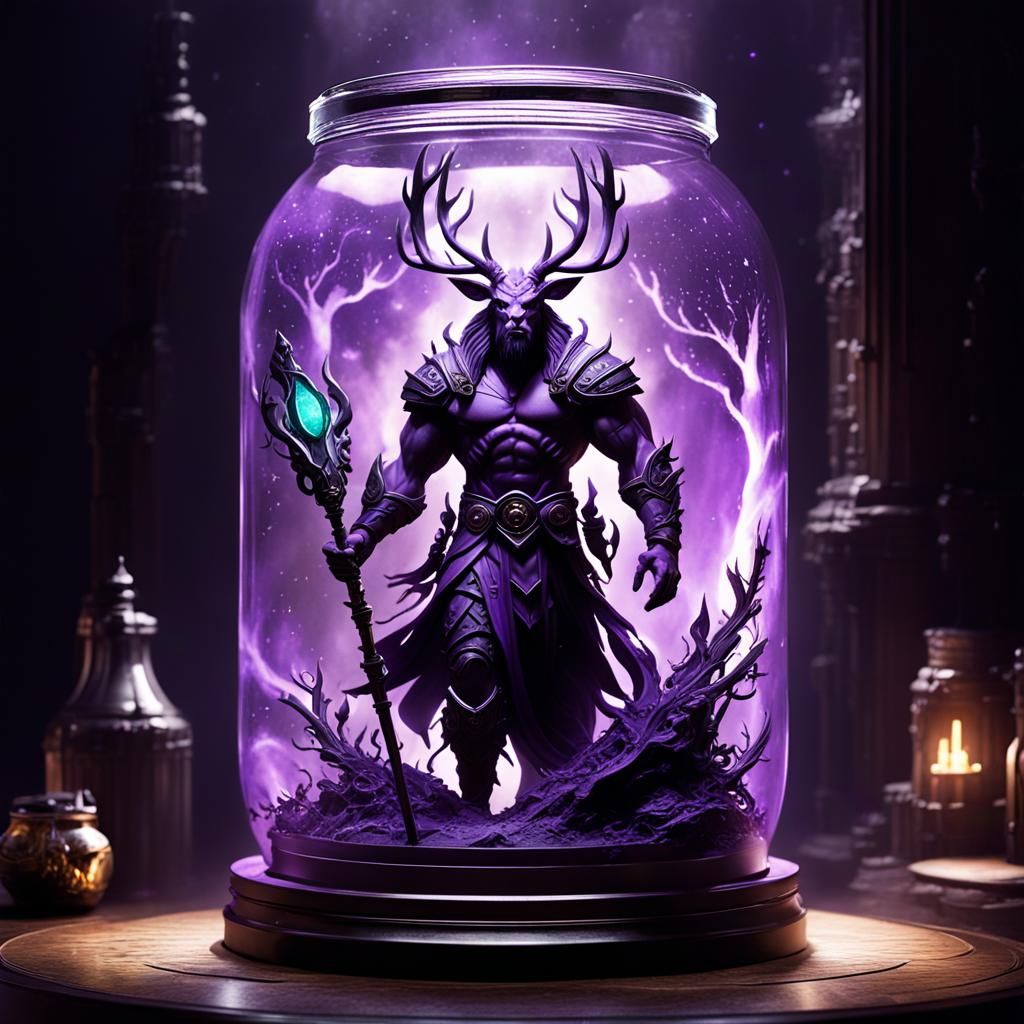 A God comfortably drinking the universe in a jar, a masterpi...