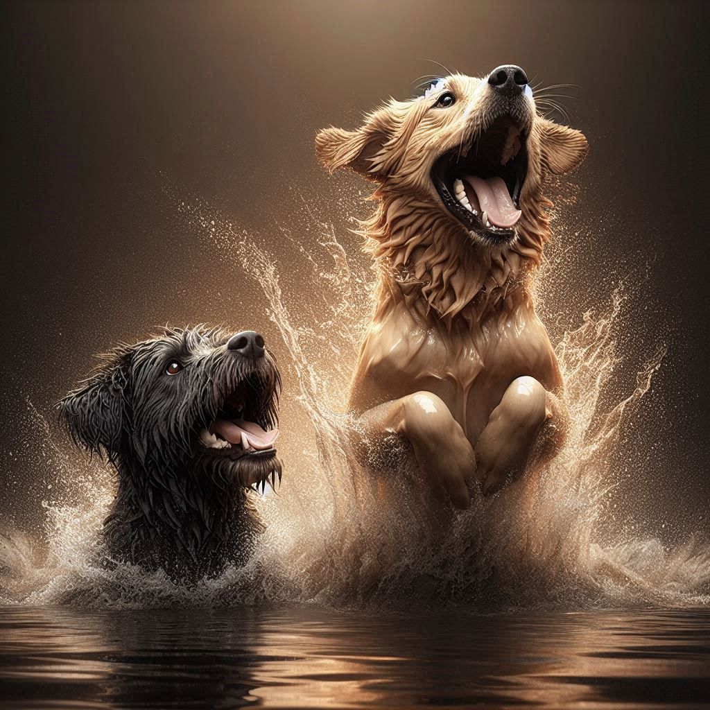 Playing in the water 🐶🐶