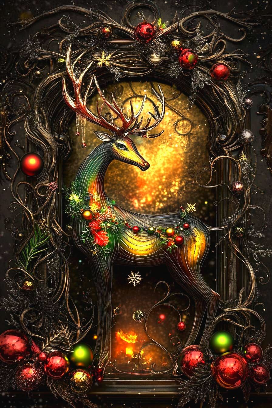 glass reindeer mantle decor