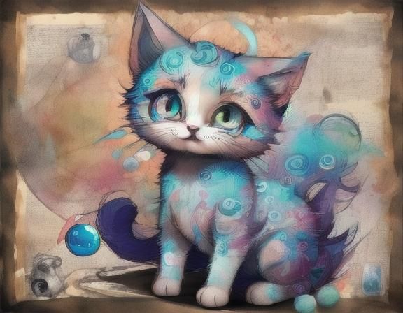  <lora:PR V8 Sketchbook:1.0> super cute kitten playing with a ball of yarn