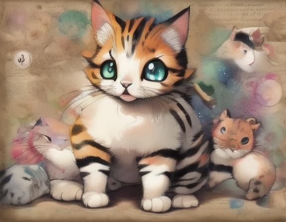  <lora:PR V8 Sketchbook:1.0> super cute kitten playing with a ball of yarn