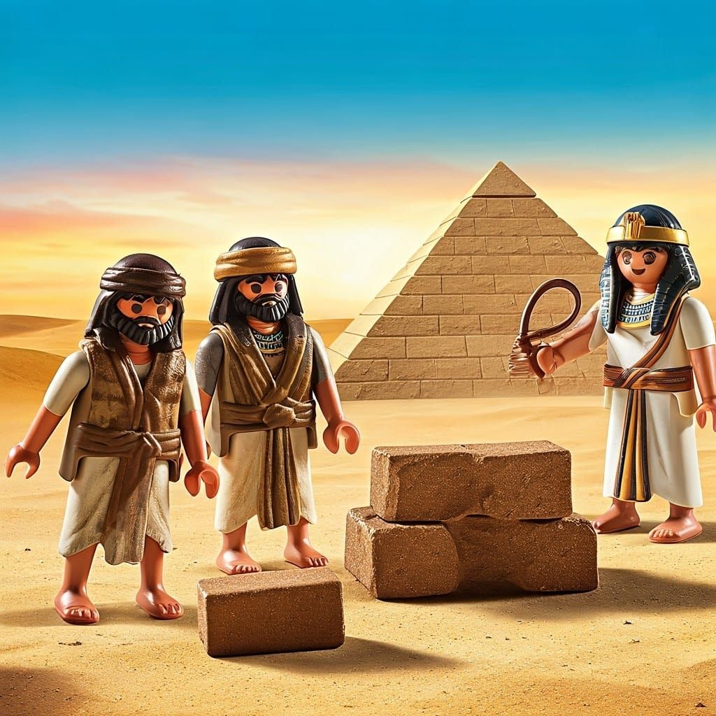 Ancient Israelite Slaves in Traditional Attire, Oppressed by...