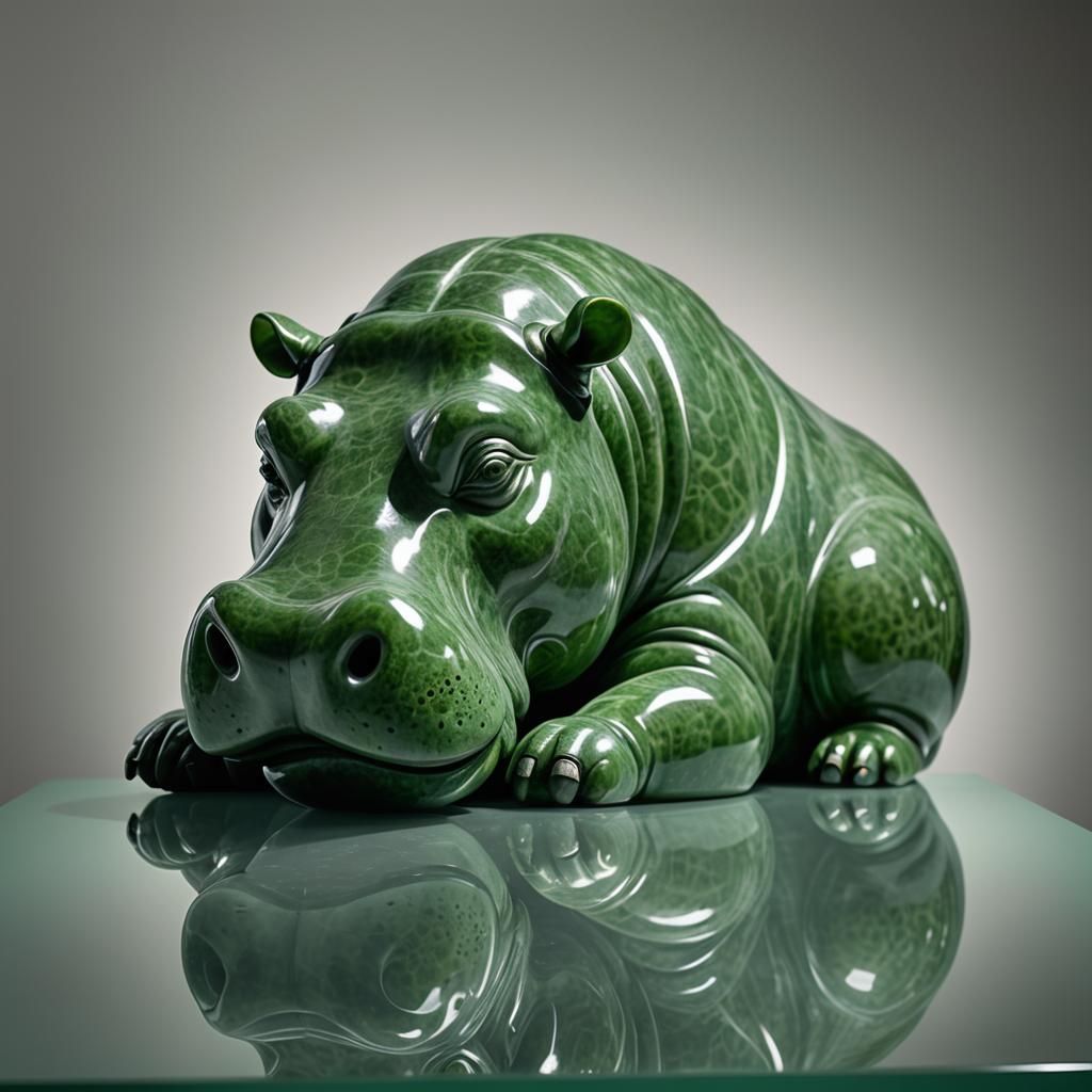 A jade hippopotamus   by @Indeterminatepixels
