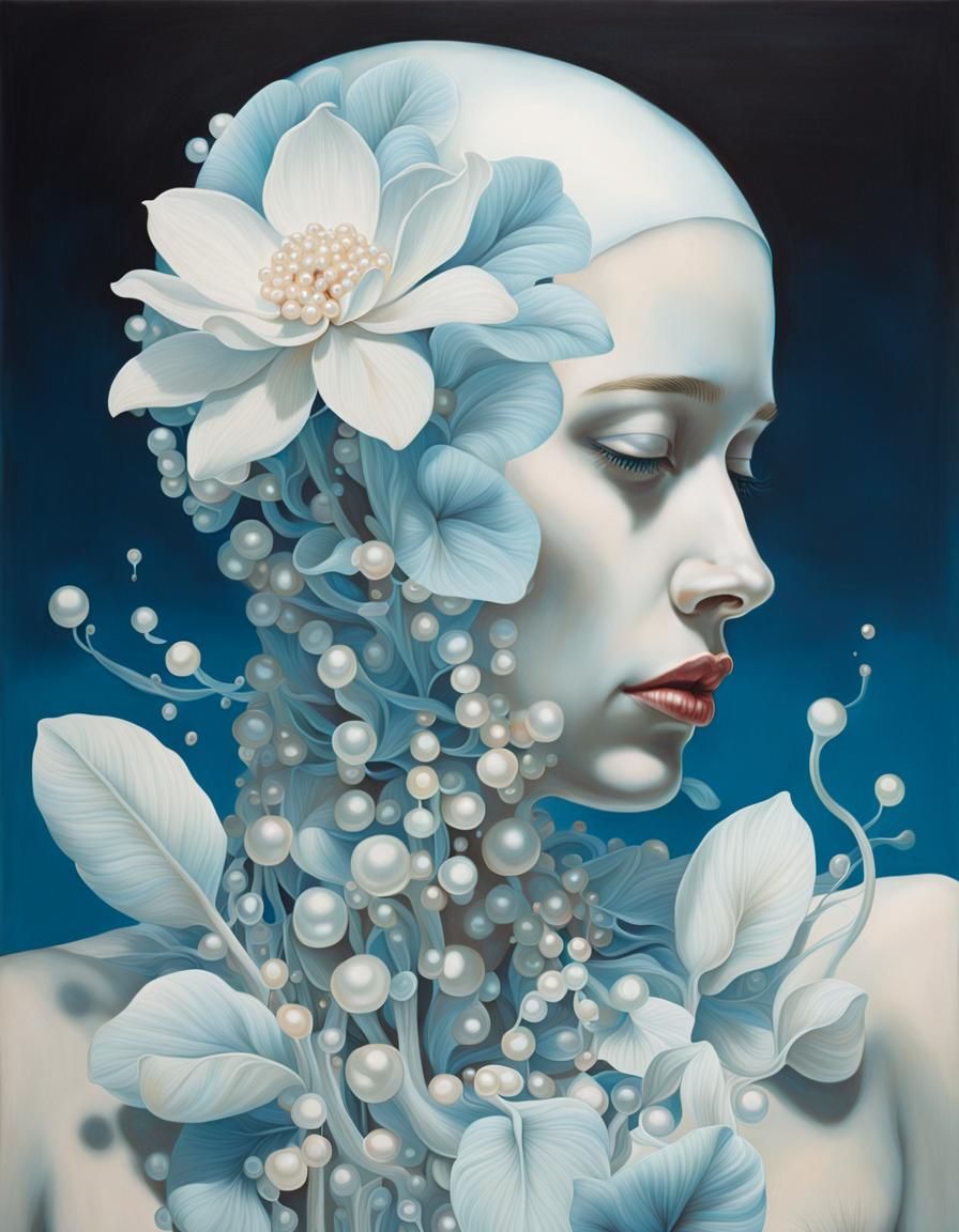Bioluminescence, James Jean hyperrealism floral white tropical pearls Amy Judd   by @nonaivo