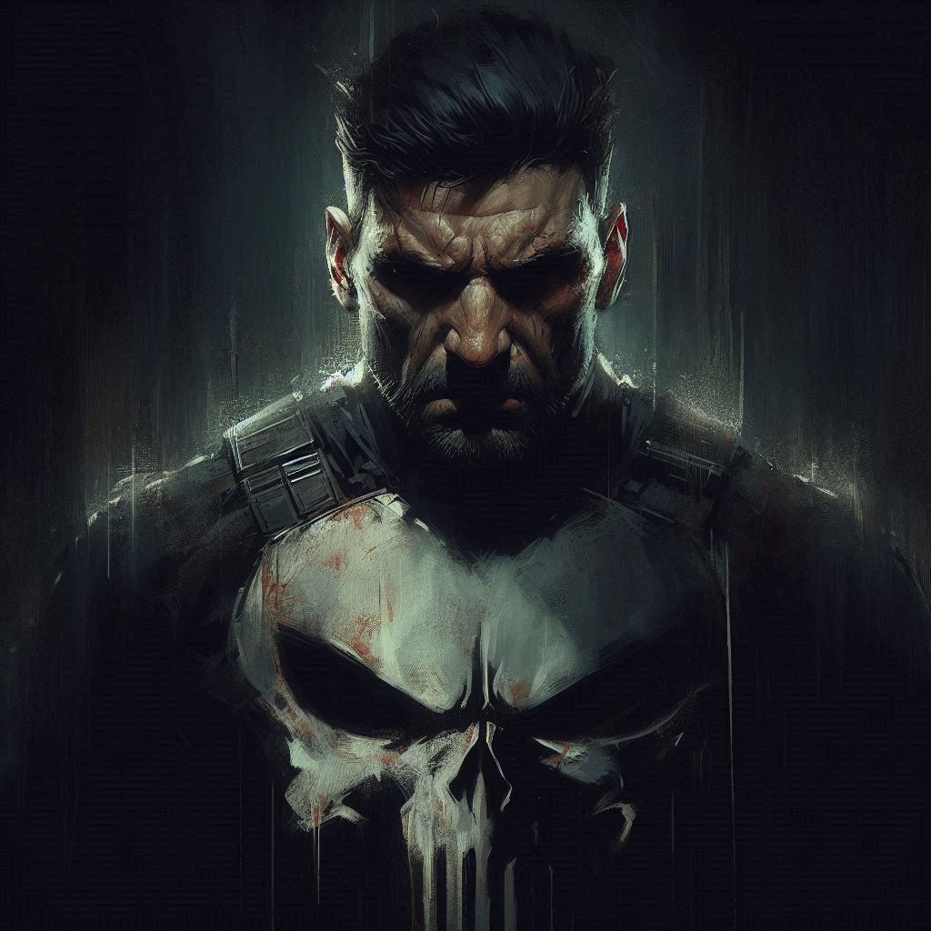 The Punisher Grunge Oil Painting