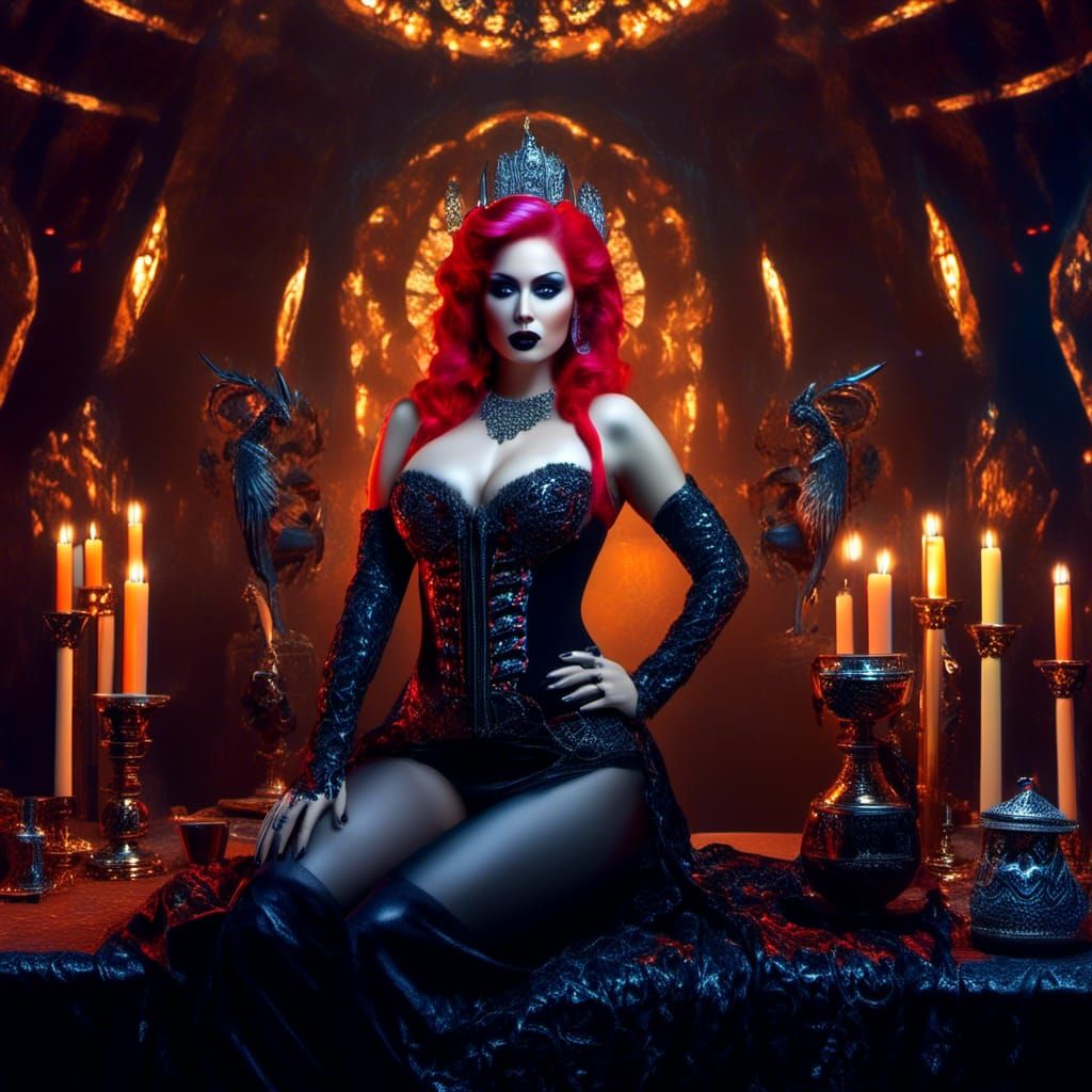 Demonic Goat Goddess in Gothic Fantasy Style