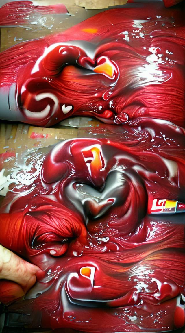 Paintig Love with crimson flow