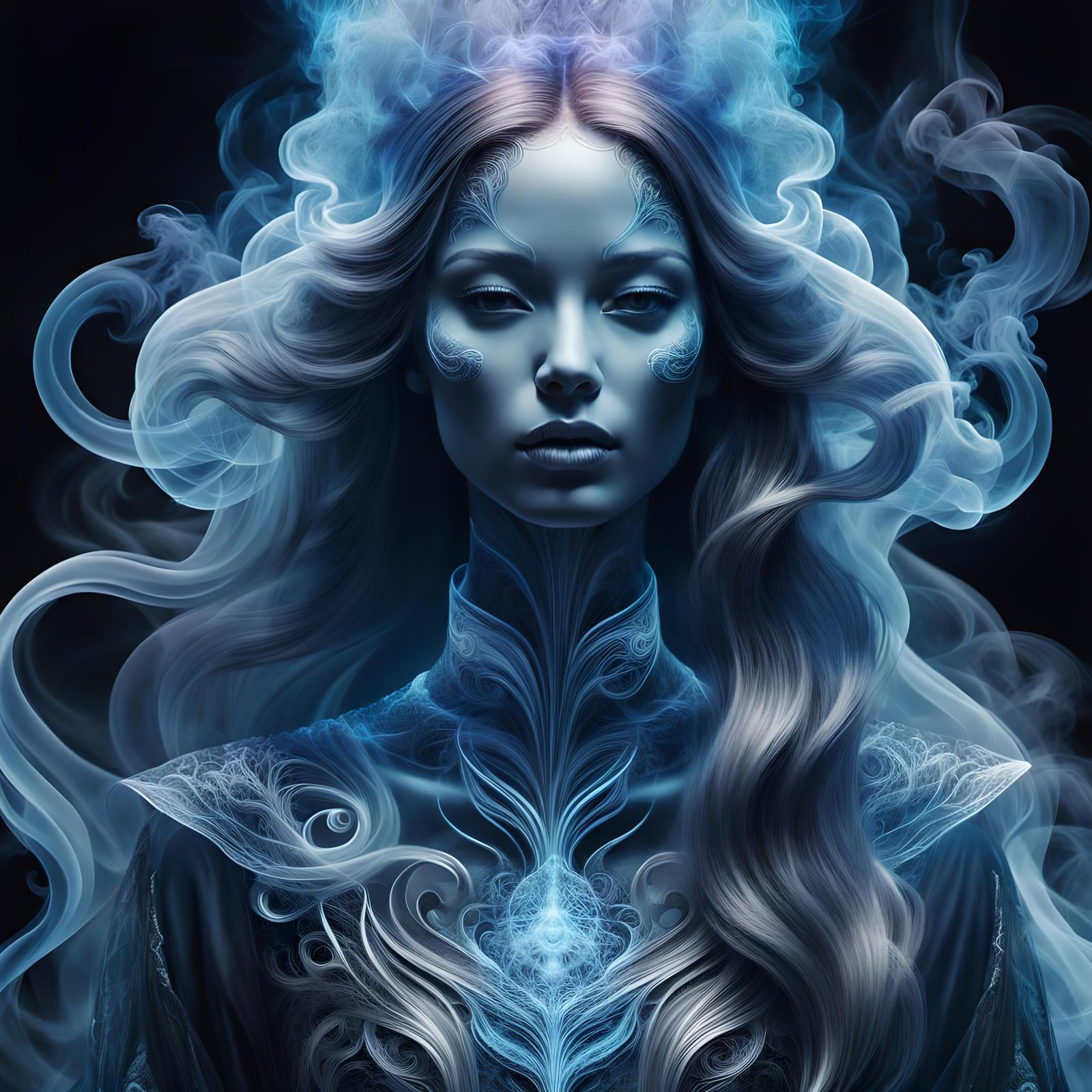 transparent ghost woman, made of smoke  by @tsahel