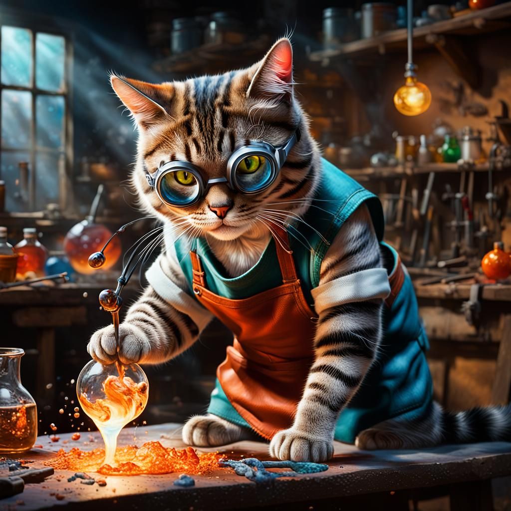  Daily Challenge #664: Cats and Their Hobbies | Glass Blowing Cat  by @Bear Bear 